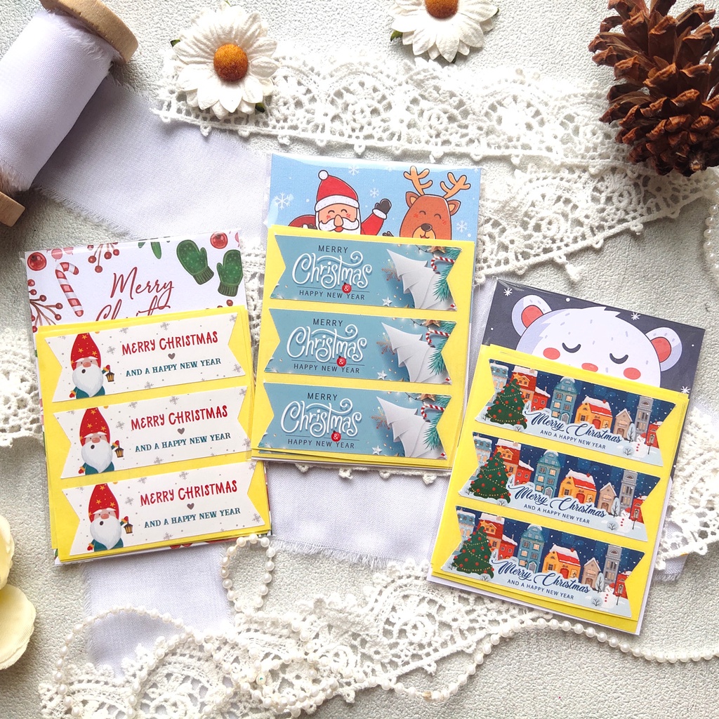 STICKER / STIKER RIBBON LUCU CUTE MEMPERCANTIK PAKET CHRISTMAS NATAL TAHUN BARU XMAS KRISTINI PACKAGING PACKING SEAL HAMPERS READY STOK