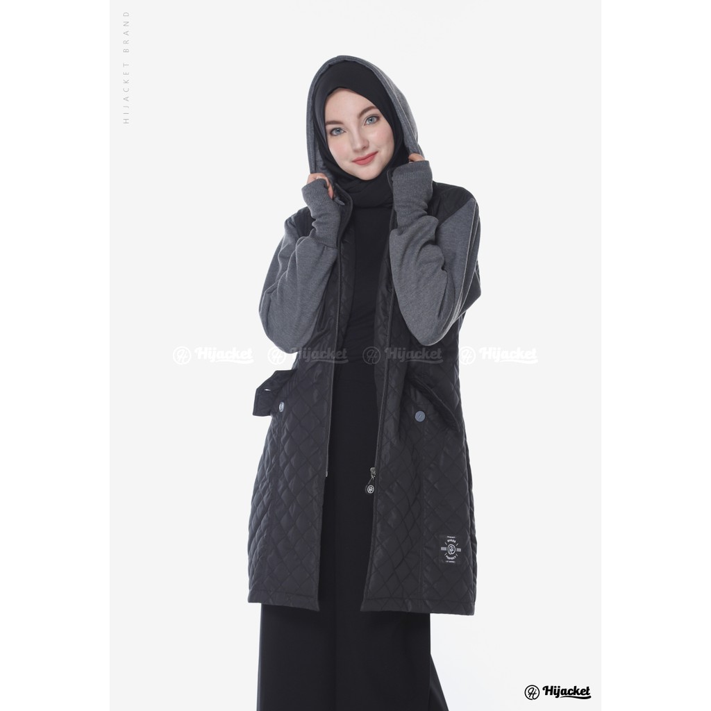 HIJACKET GRACIELA JAKET MUSIM DINGIN - OUTWEAR MUSLIMAH TEBAL NYAMAN WINTER FASHION-Black