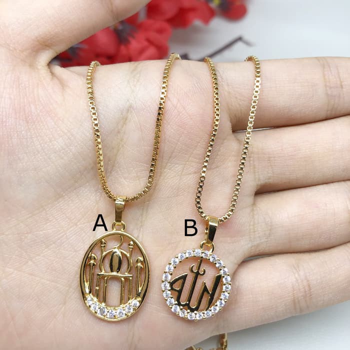 Kalung Lafadz Allah Kubah Masjid XUping Lapis Emas - GG179