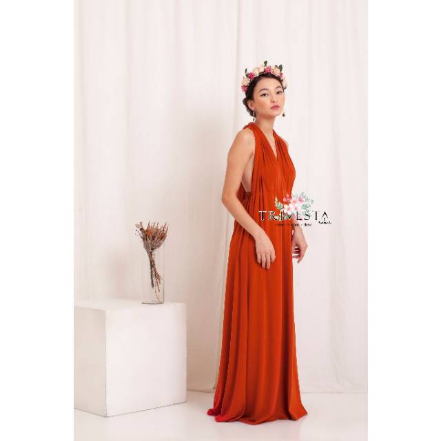 MAXI | MERAH BATA/BRICK | MULTIWAY INFINITY CONVERTIBLE DRESS | DRESS LILIT | 1 DRESS 30 MODEL