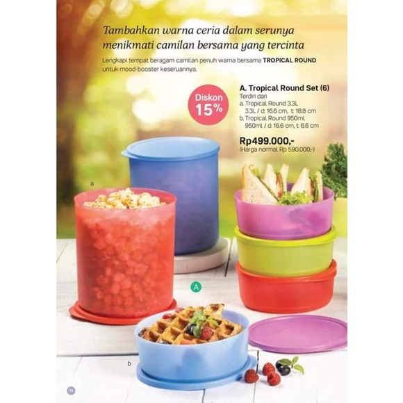 Toples Tropical Round set Tupperware