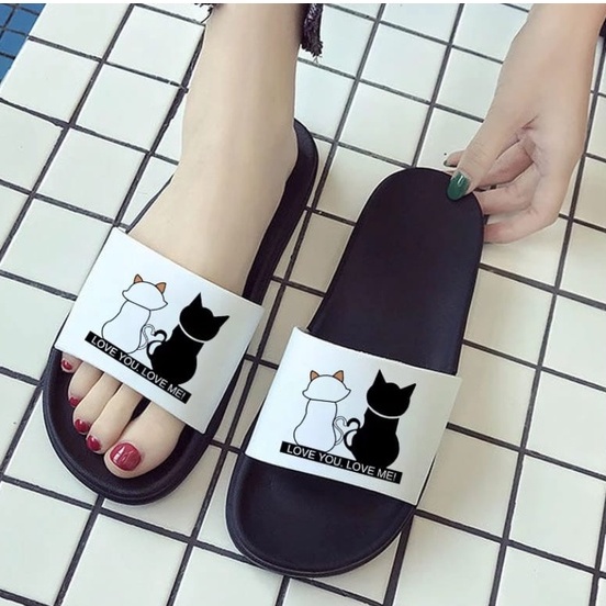 SANDAL KARET MOTIF KUCING / CAT SLIP