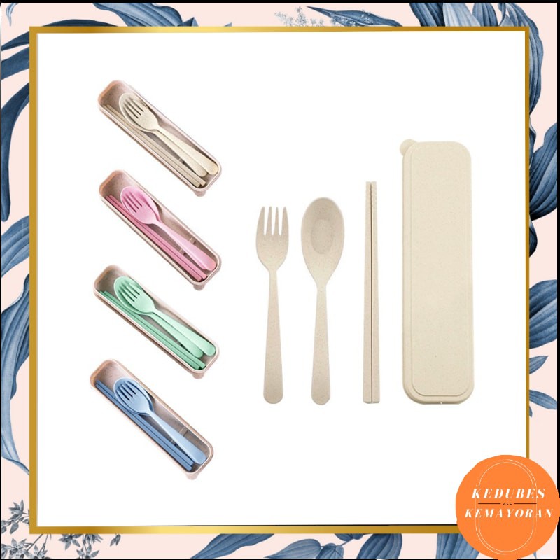 Sendok Set Alat Makan Stainless Steel / Set Alat Makan Portable Travel Souvenir  Sendok Garpu Sumpit [kk]