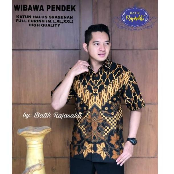 ATASAN BATIK TRADISIONAL BAJU PRIA Kemeja  Big Size [6577] WIBAWA PENDEK  PRIA LENGAN PENDEK KATUN H