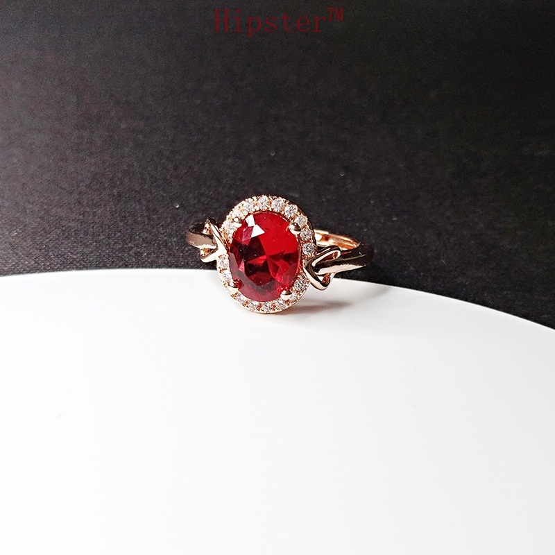 Hot Sale Fashion Trend Inlaid Ruby Rose Gold Ring