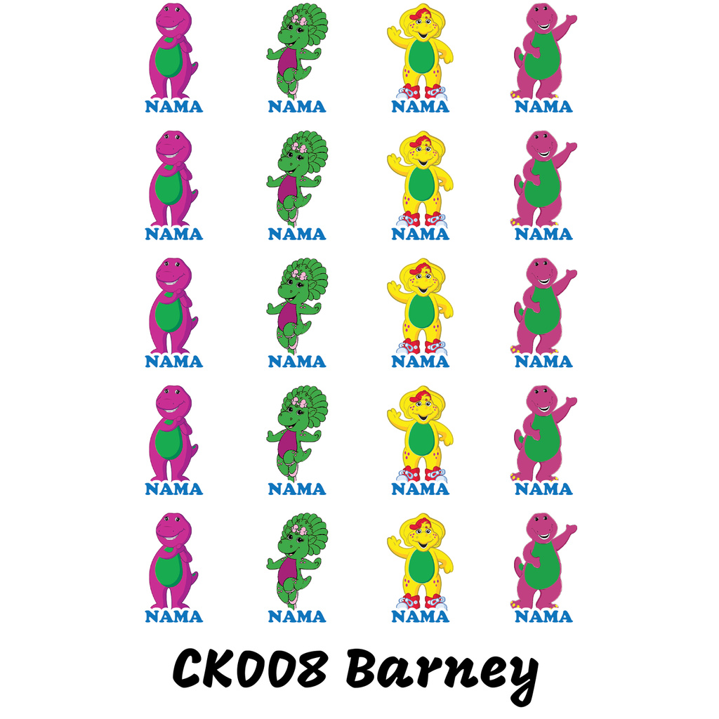 

Sticker Nama Cutting Label Waterproof Tahan Air Barney (CK008)