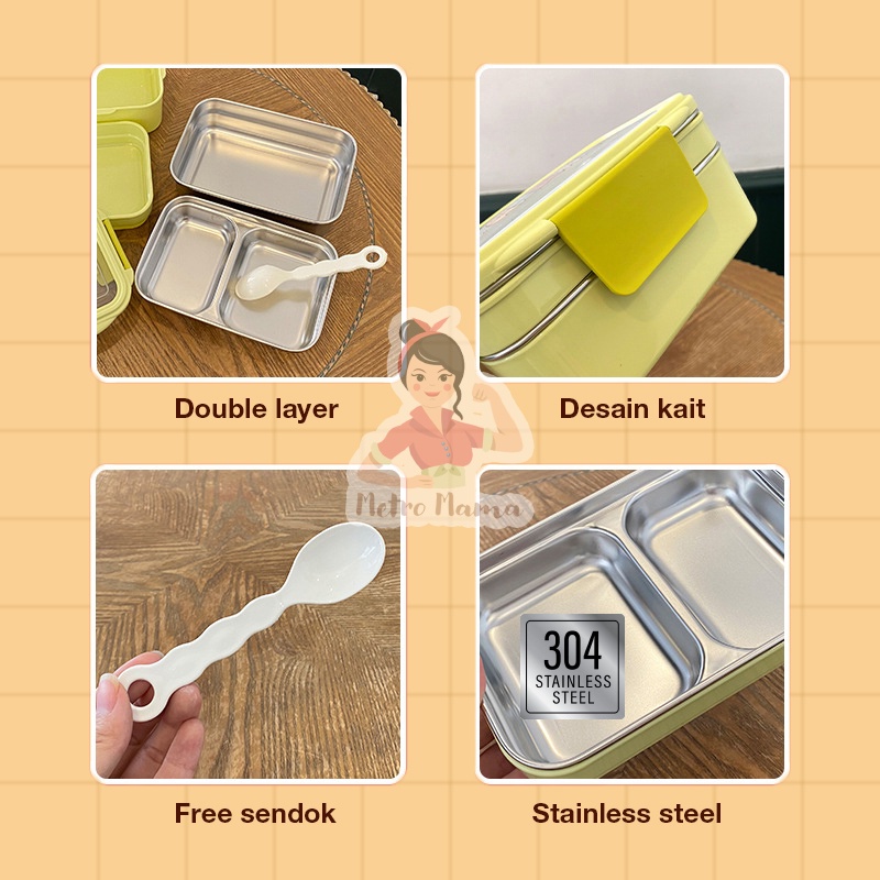 Kotak Makan Anak Sekolah LUNCH BOX 1 Susun / tempat makan 2 Tingkat STAINLESS STEEL 304 Karakter Jepang Sumikko Gurashi