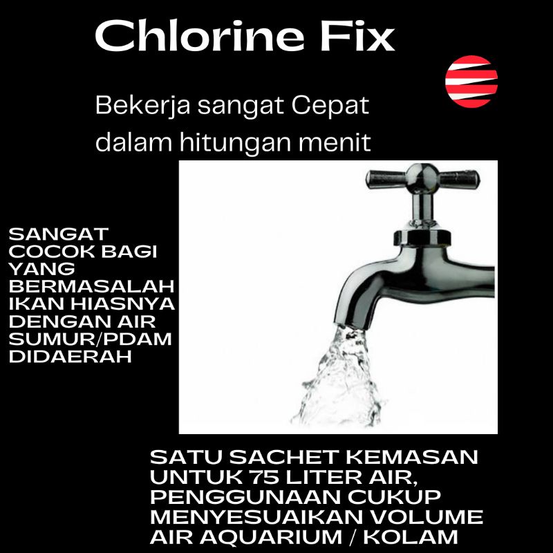 CHLORINE FIX Anti kaporit/klorin air PDAM ikan hias untuk 75 liter air