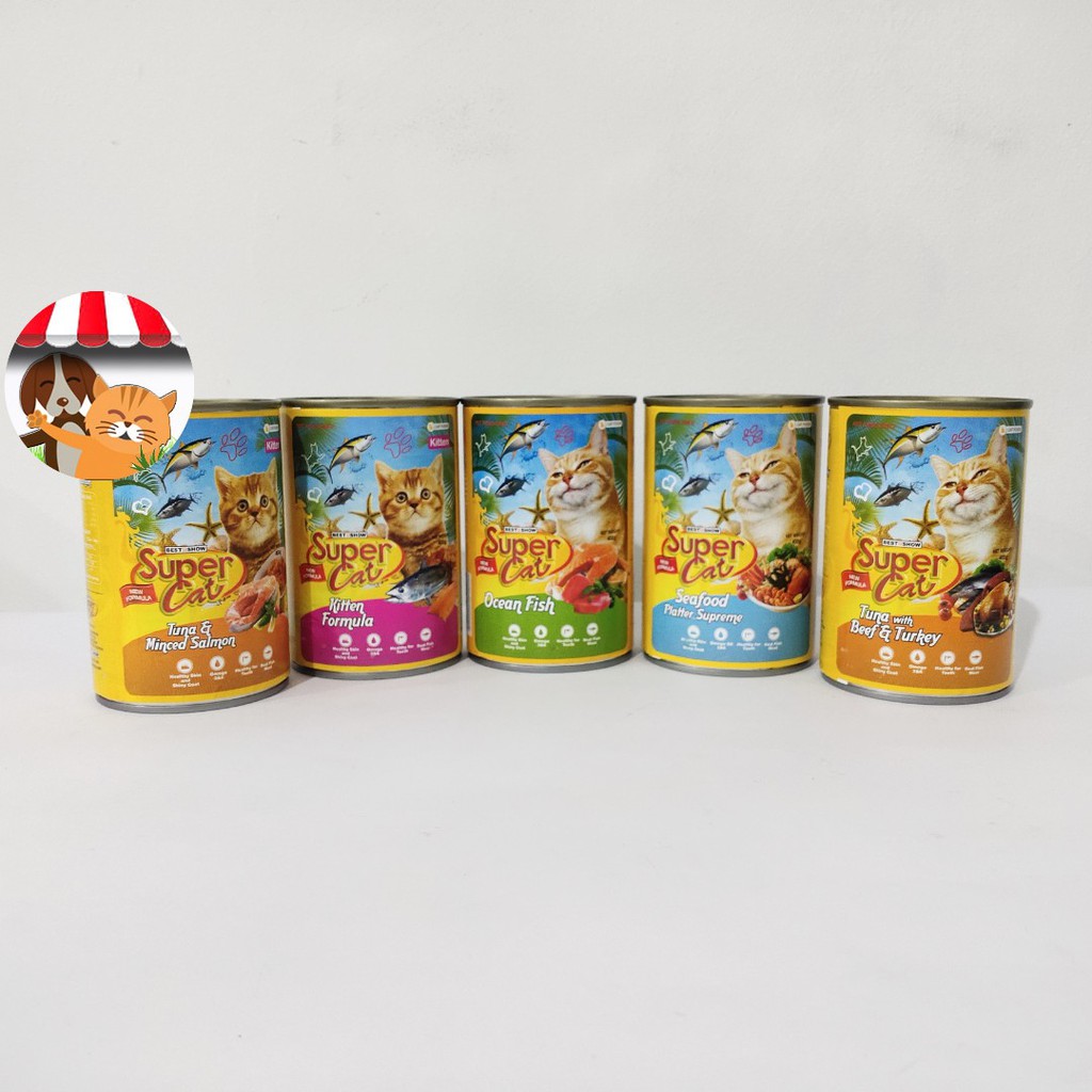 Super Cat Kaleng Wet Food 400gr - Supercat Makanan Basah untuk Kucing