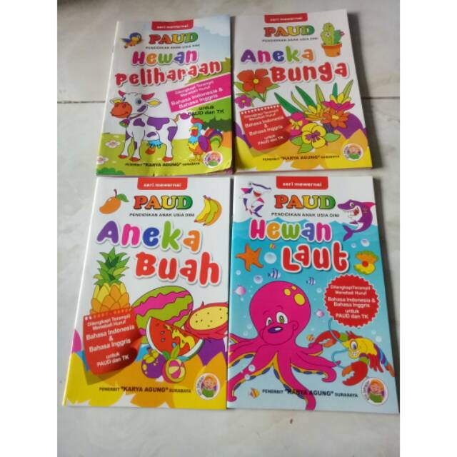 buku belajar mewarnai dan menulis-buku mewarna dua bahasa 32 halaman ukuran 28x18 cm