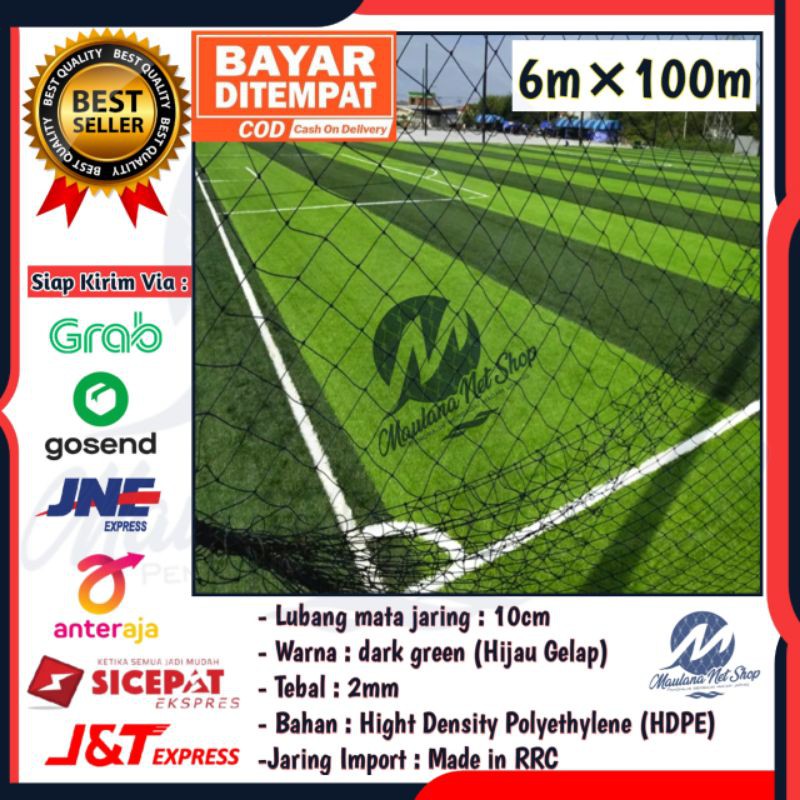 Jaring Pengaman Lapangan Voli Voly Futsal Basket Sepakbola 6mx100m