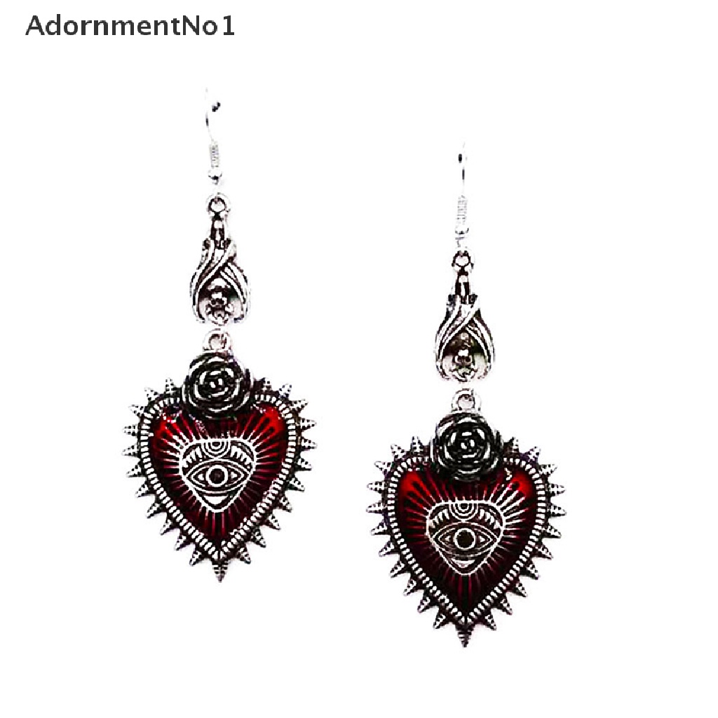 (AdornmentNo1) Anting Tusuk Gantung Desain Kelelawar / Mawar / Hati Gaya Gothic / Retro Untuk Wanita