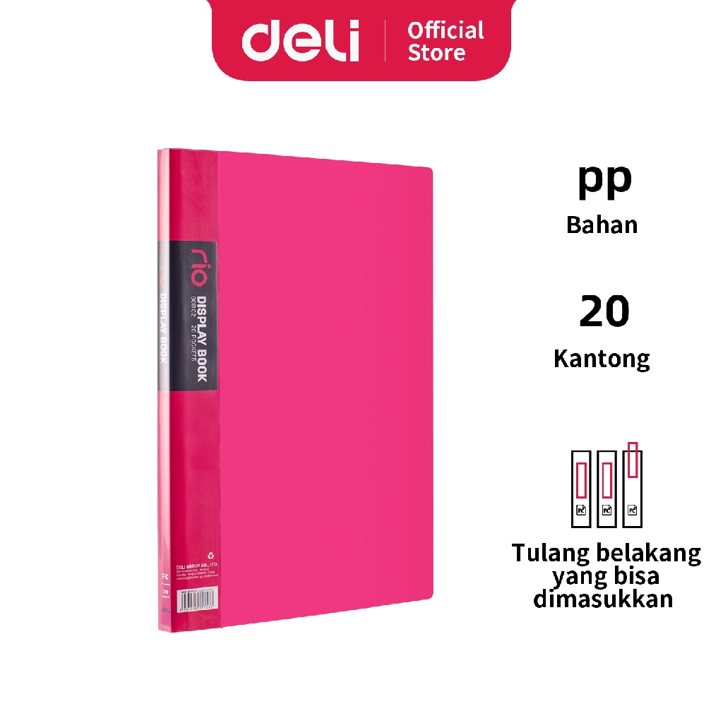 

Deli Display Book Clear Holder Seri Rio FC 20 halaman Cover Plastik PP yang kuat warna cerah EB01102