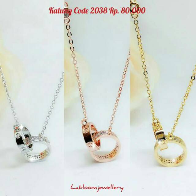 Kalung Code 2038 perhiasan/aksesoris premium Rhodium Gold 18k Plated