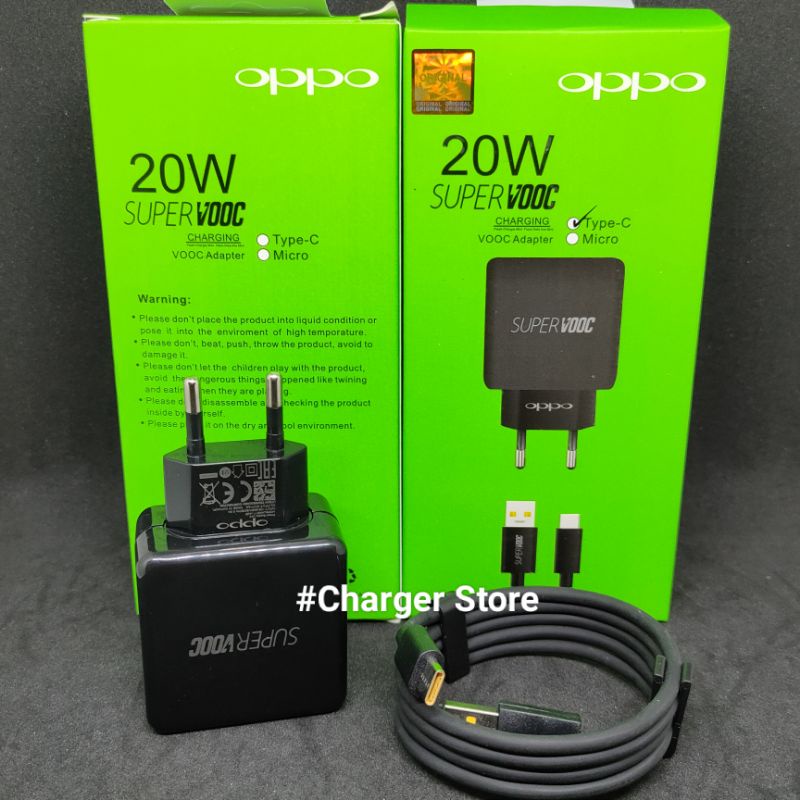 Charger Oppo Hitam 20W 4A Fast Charging VOOC Type C ORIGINAL