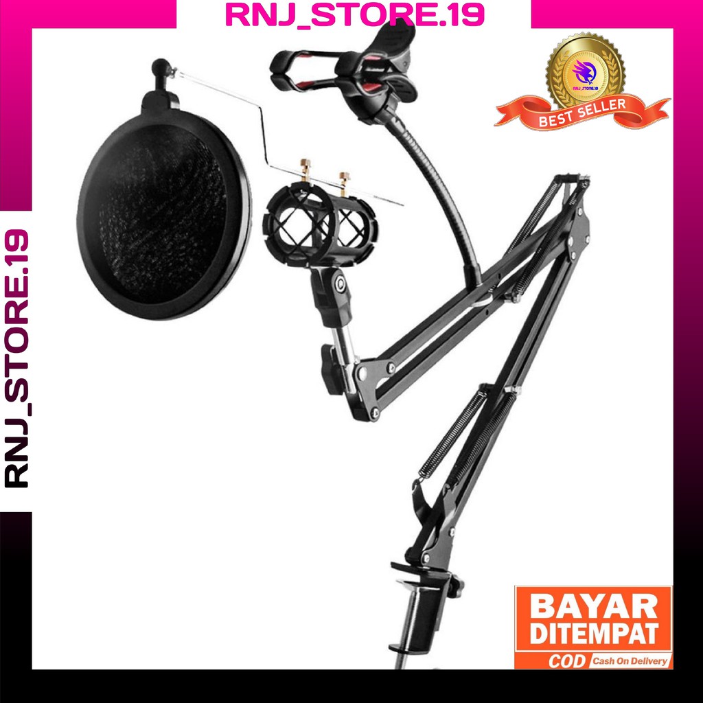 Stand Microphone Condenser Holder 360/Arm Stand Lazyphone Monopod Microphone Suspensi/Lazyphone