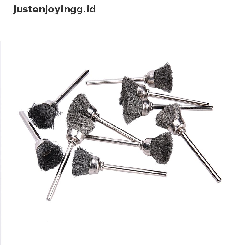 // justenjoyingg.id // 10PCS Stainless Steel Wire Cup Mini Brush Fits Dremel Rotary Tool Accessory 13mm ~