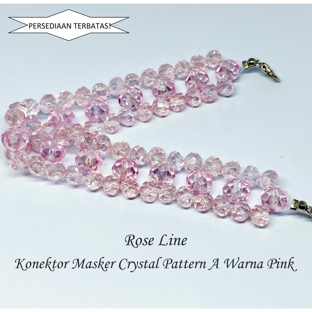 Konektor Crystal Asli Pattern A Warna Pink Transparan