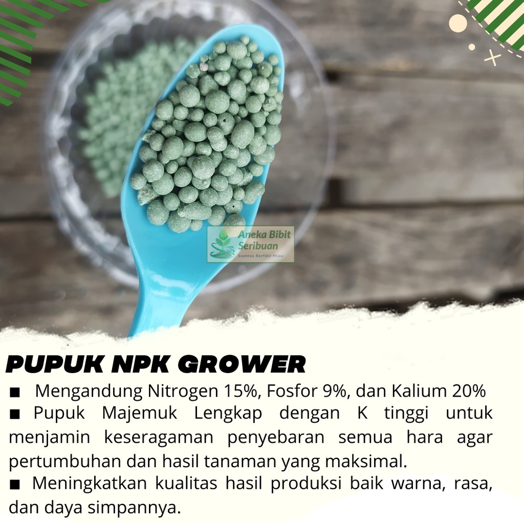 Pupuk NPK Grower 15-09-20 TE Nutrisi Pertumbuhan Bunga Buah Tanaman Sayur Buah 100gram