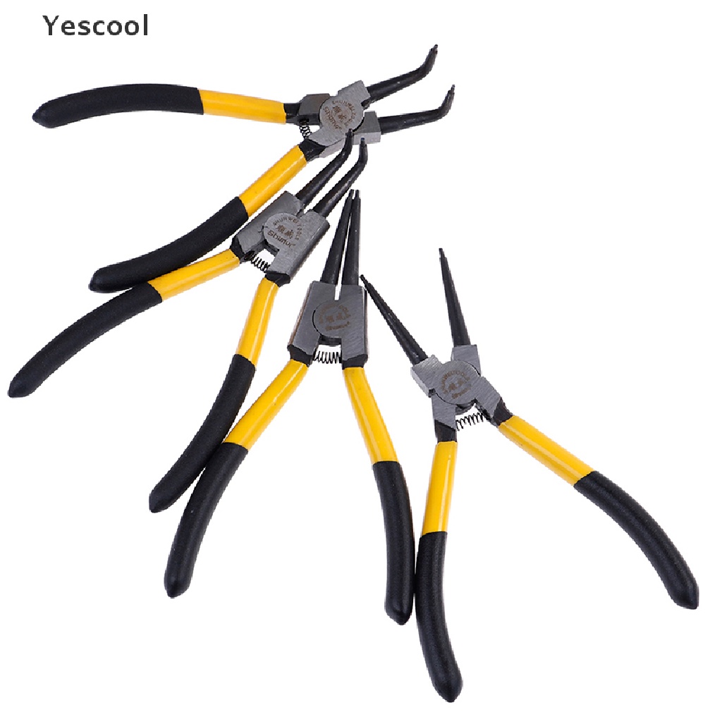 Yescool 1Pc Tang snap ring Kombinasi 7 &quot;Model Lurus / Lengkung