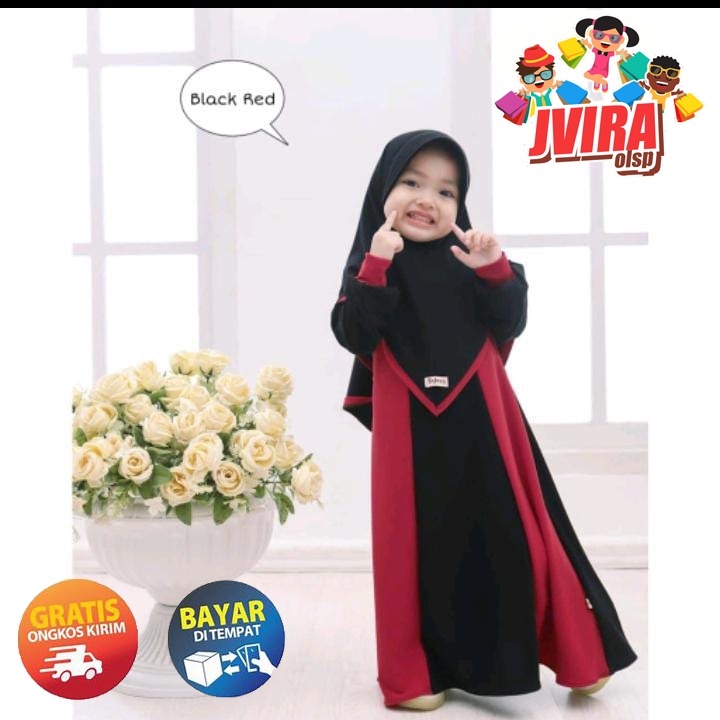 Gamis Anak Perempuan Syar'i 1-8 Tahun (S-M-L-XL) / Dress Anak Perempuan / Gamis set kerudung / pakaian anak muslimah / Baju Muslim Anak Perempuan / Baju Anak