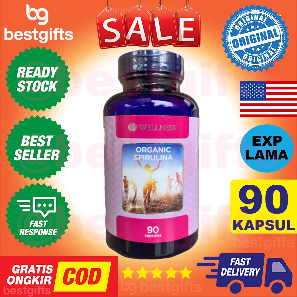 WELLNESS ORGANIC SPIRULINA 500 MG PENCERNAAN HIPERTENSI VITAMIN KEKEBALAN DAYA TAHAN TUBUH 90 KAPSUL