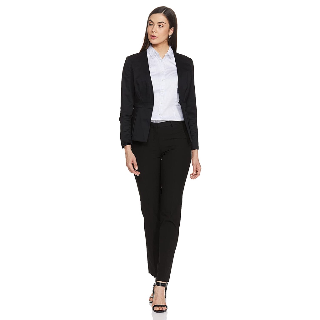 CELANA FORMAL WANITA KERJA KANTOR HITAM SLIMFIT | BAHAN KAIN HIGH TWIST