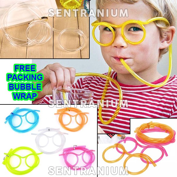 Sedotan Kacamata Unik Bentuk Bulat/ Straw Glasses/ Sedotan Kaca Mata Viral Lucu Minuman Kekinian unt