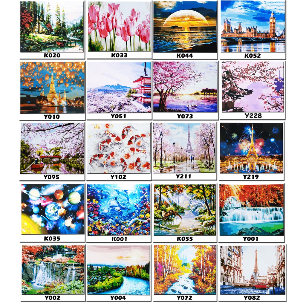 

WPSBGS PROMO LANDSCAPE A PAINT BY NUMBER PAINTING BY NUMBERS DIY PARIS ALAM ART SET MELUKIS