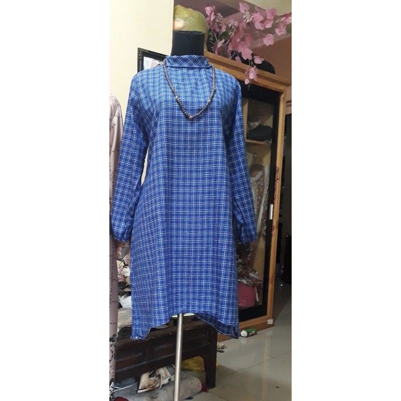 tunik kotak kotak korean style