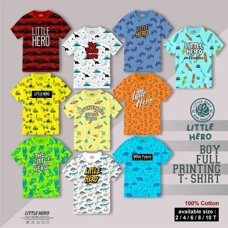 kaos boy little hero full print