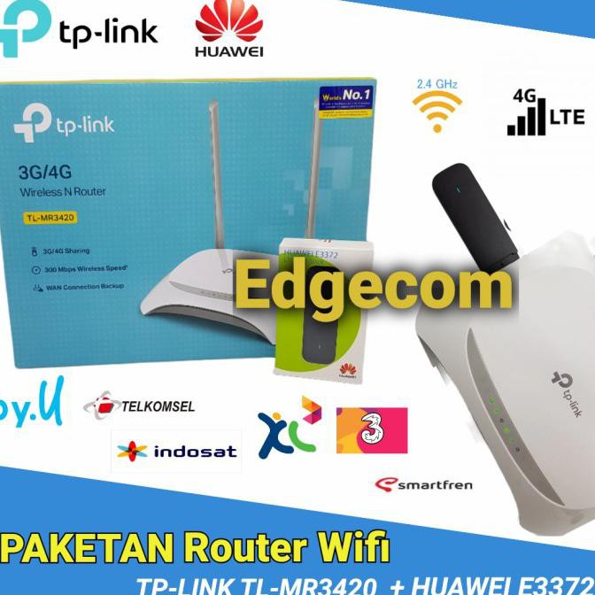 ❤BISA COD❤【BISA COD】 PAKETAN TP-LINK TL-MR3420 + Modem USB HUAWEI E3372 4G LTE DIJAMIN