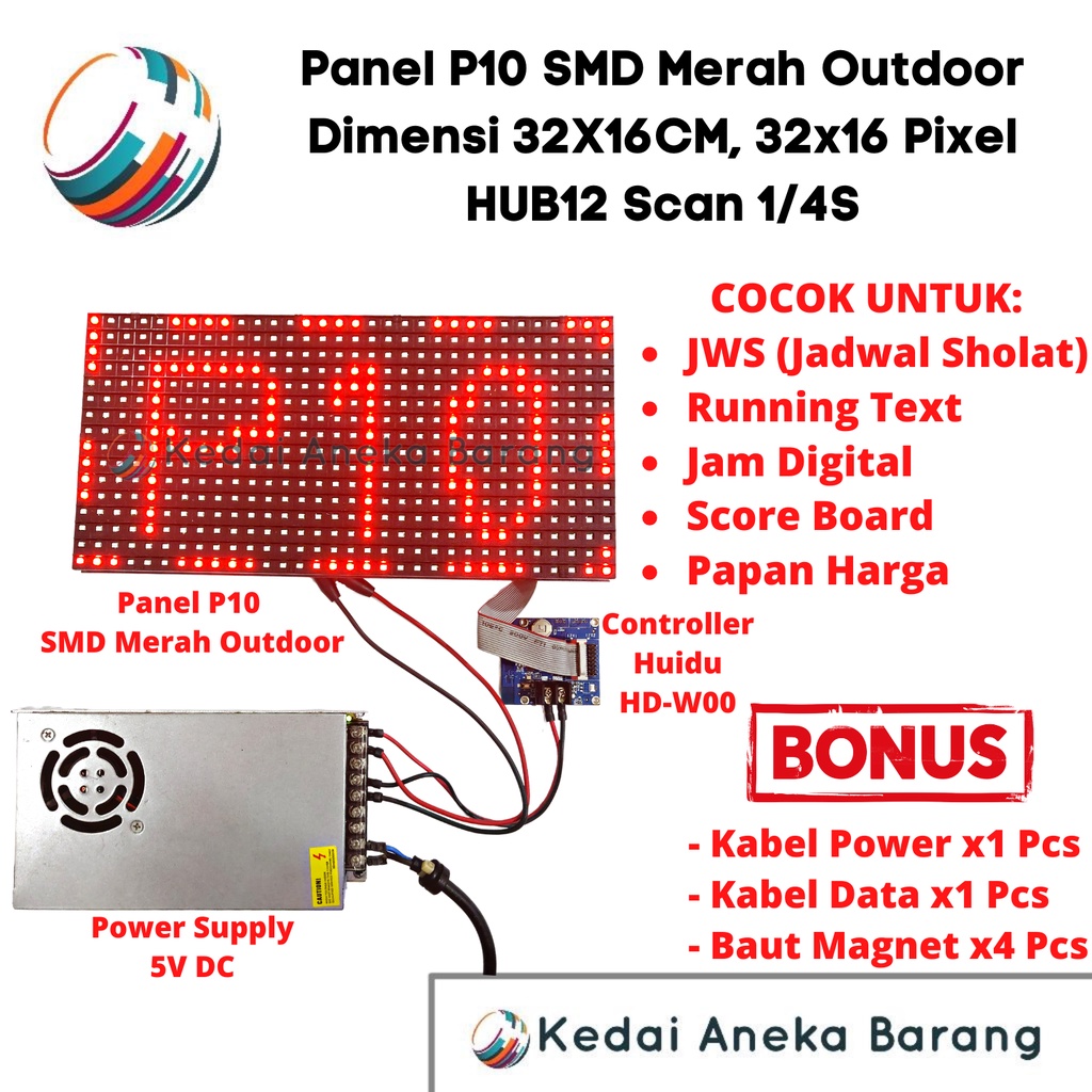 Jual Panel Module Modul LED P10 Running Text SMD Merah Red Outdoor Dot ...