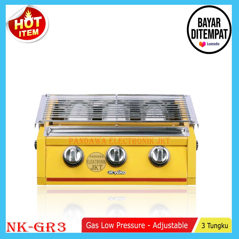 Niko NK-GR3 BBQ Grill Gas Kompor 3 Tungku - NKGR3 Pemanggang Sate, BBQ