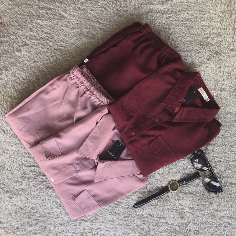 ANELA SET/ one set polos maroon/ one set polos
