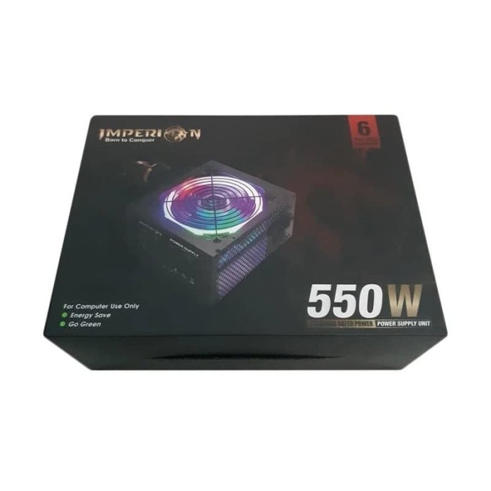 Power Supply Gaming Imperion atx 550 watt 6 pin rgb 120mm fan ps-s550 - Psu pc cpu 550w