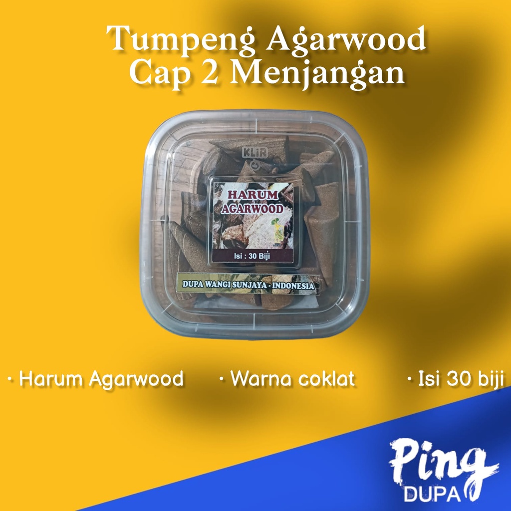 Dupa Tumpeng Gaharu Agarwood Cap 2 Menjangan Kualitas Celup Isi 30 Pcs Asap Banyak