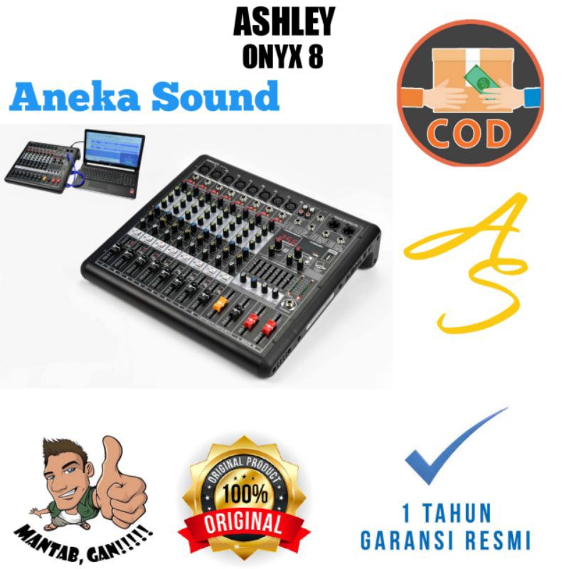 Mixer Ashley Onyx 8 Original Mixer 8 Channel Bluetooth Effect Digital 256dsp