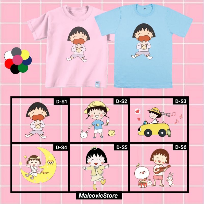 Kaos Anak/Baju Anak/Chibi Maruko Chan/Kaos Maruko Chan Untuk Anak Perempuan Usia 1-10  Tahun/T-shirt