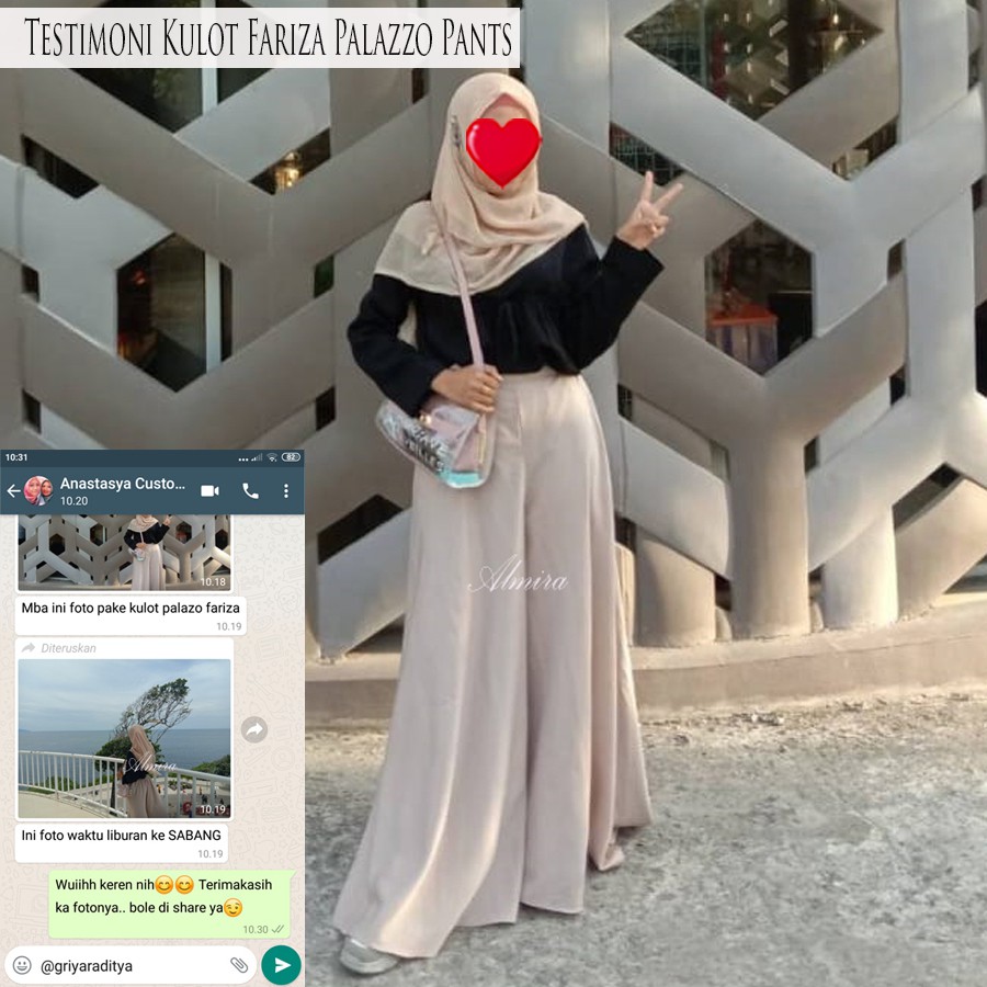 Celana Kulot Wanita Fariza Palazzo Pants Kulot Payung Lebar Bahan Baloteli Banyak Warna