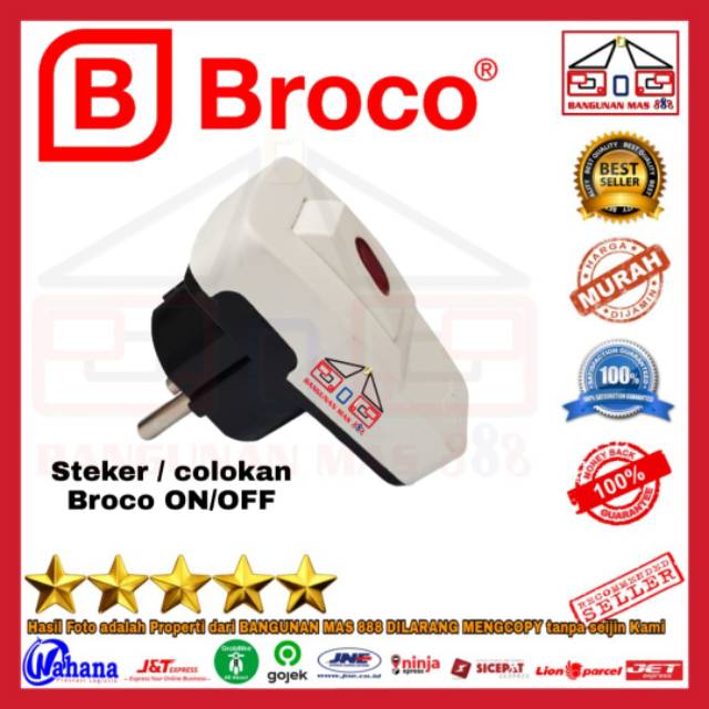 Steker + Saklar Lampu ON OFF BROCO - colokan listrik - colokan broco