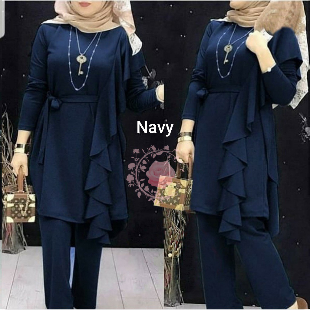 ST YESI/ SETELAN WANITA HIJAB SIZE L, XL, 2XL/ ONE SET BAHAN MOSSCREPE/ SET WANITA LENGAN PANJANG TERBARU-4