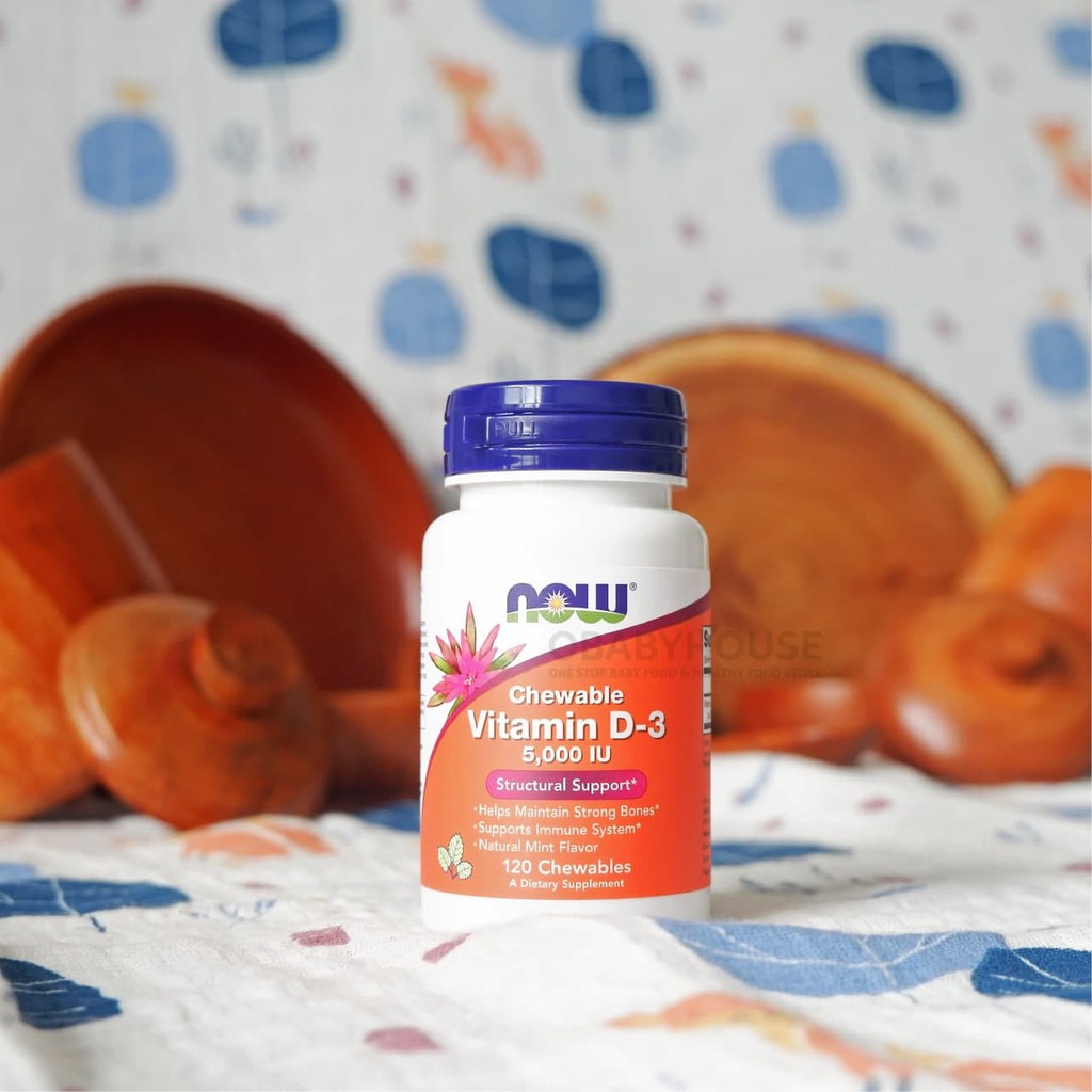 Now Foods Vitamin D3 (5000 IU) Natural Mint 120 Chewables