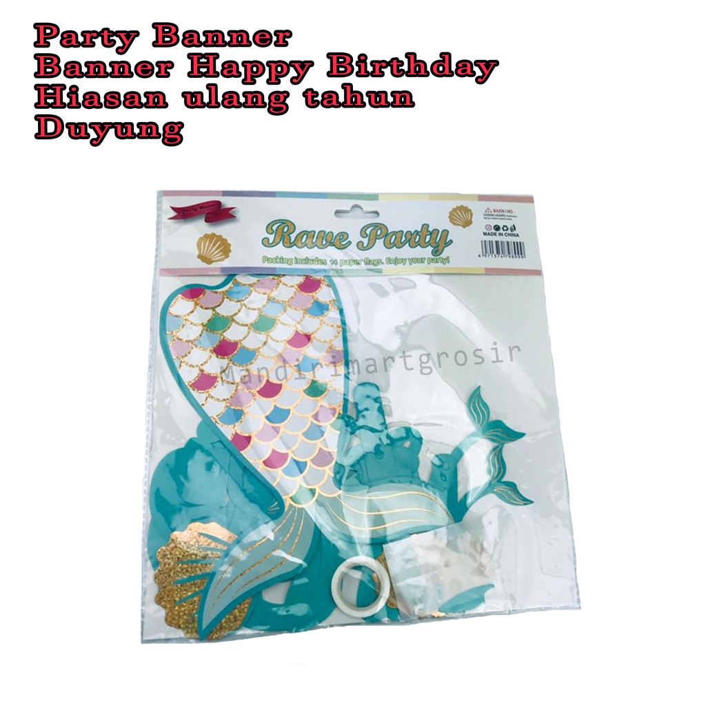 Banner Happy Birthday *Party Banner * Hiasan ulang tahun * Duyung