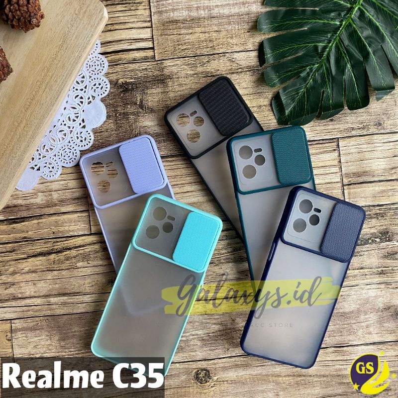 Realme 8i 8 Pro 5G REALME C35 C25S C25 C21 C20 C17 C15 7i 7 6 5 Pro 5 5i 5s Slide Case Protection Camera Pelindung Matte Candy Sliding Pelindung Kamera