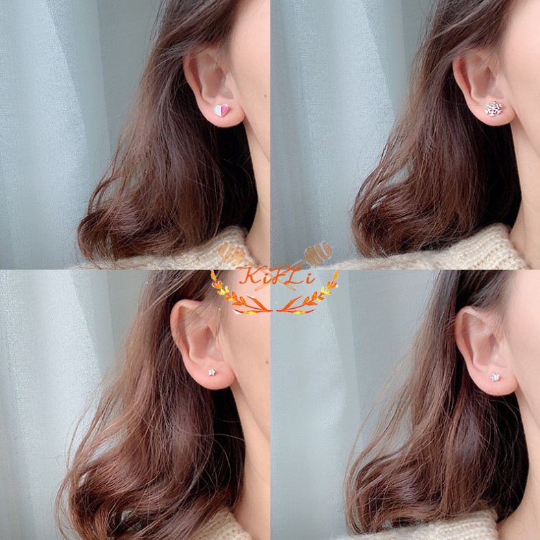 【12 Model】Perhiasan Anting,Tusuk Gantung Desain,Kuping Kucing Kecil,Untuk Wanita