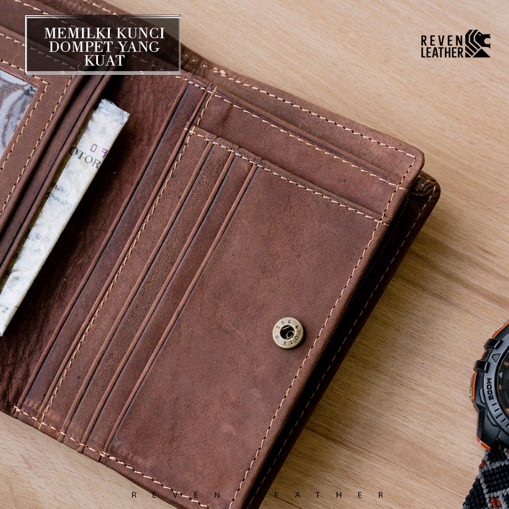 REVEN LEATHER -  glory premium wallet dompet pria kulit asli model lipat tanggung