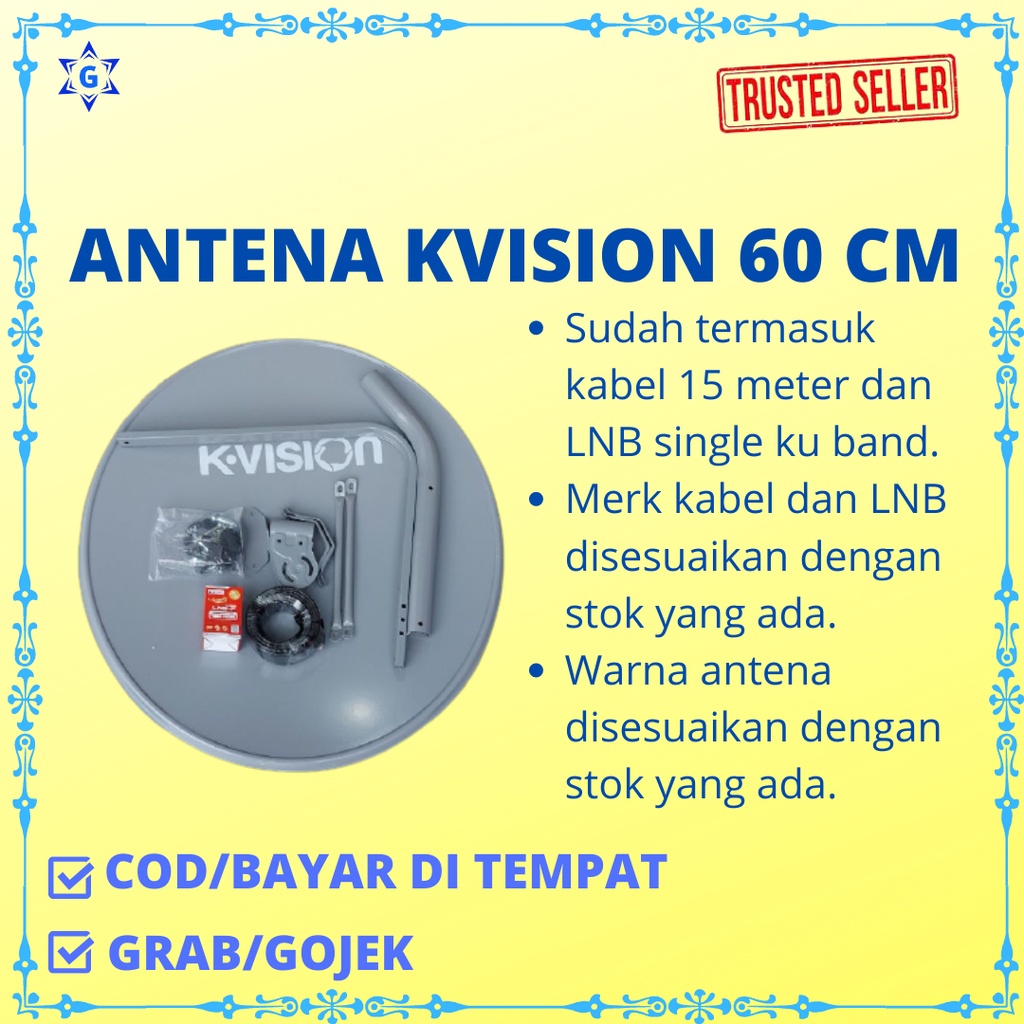 DISH PARABOLA K VISION KU BAND 60 CM TERMASUK LNB DAN KABEL PARABOLA