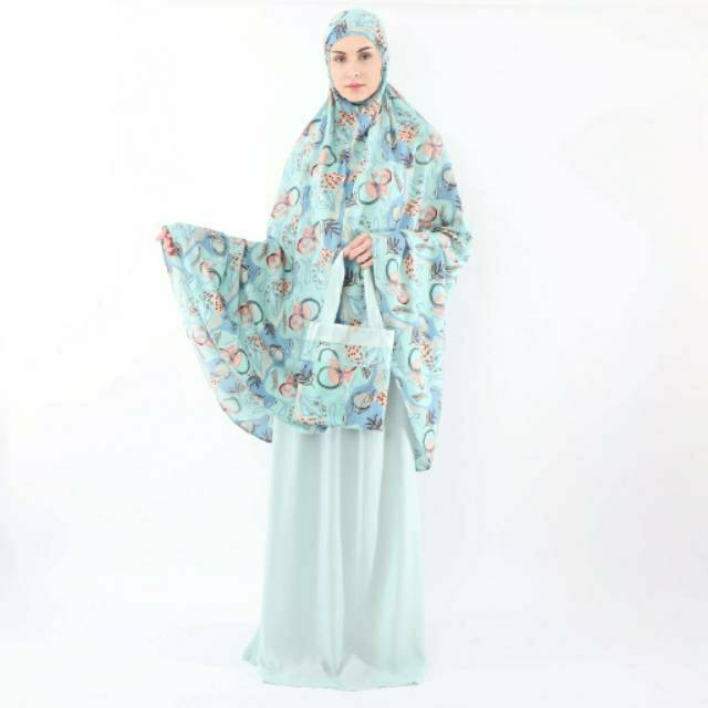 Mukena Tazbiya/ Mukenah Tazkia dewasa jumbo zahrana cream/tosca