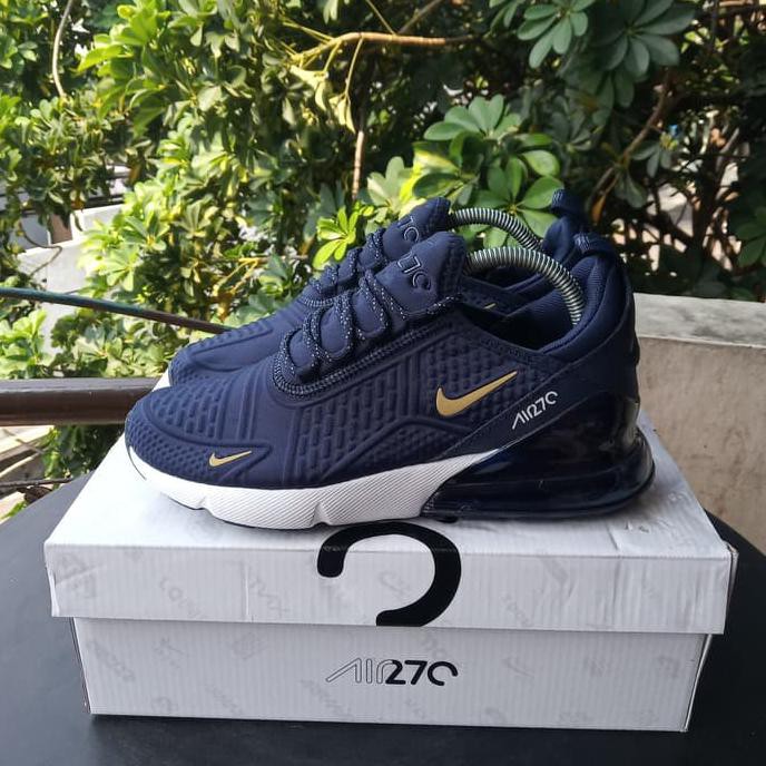 SUPER SALE Nike Air Max 270 Core Navy Blue Gold Grade Premium Original Ready Stock